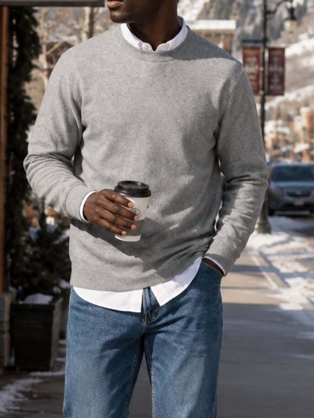 Uniqlo Men's Crewneck Sweatshirt - Gray